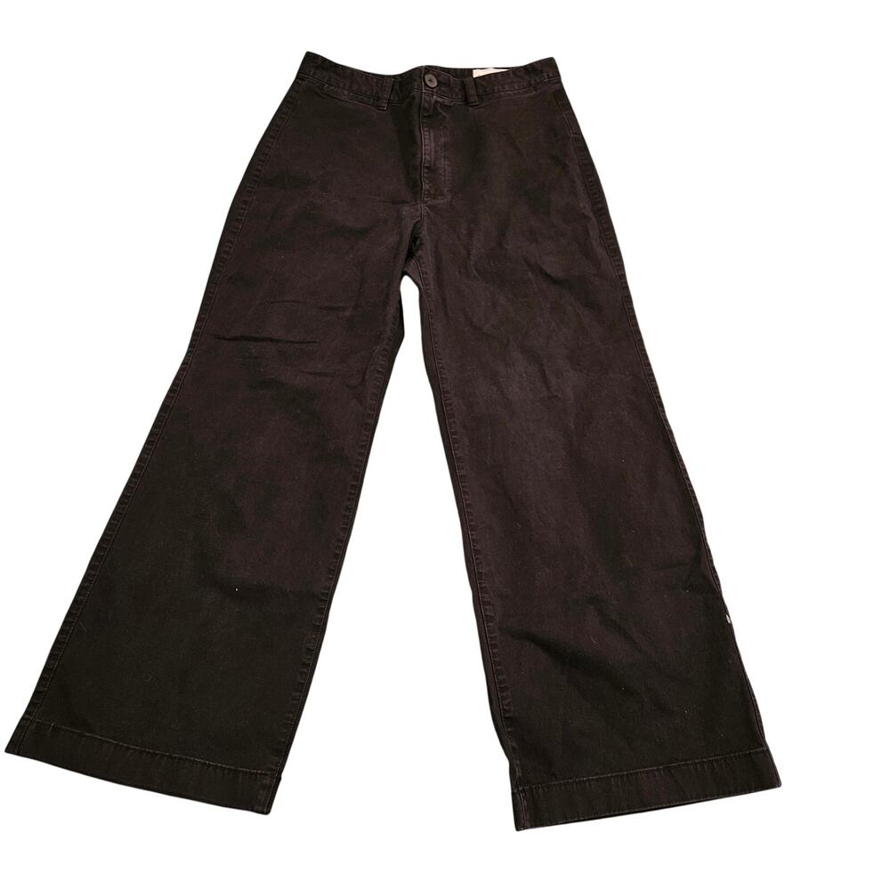 GAP High Rise Stride Ankle Pants Women's 12 Black Wide Leg Cropped